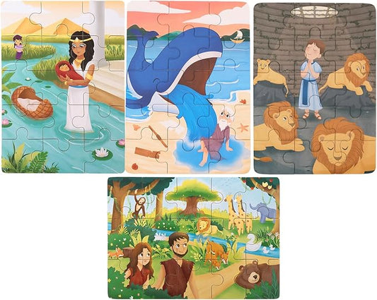 Bible Puzzles Toddlers 2-4 | 4-in-1 Puzzles in Box | Christian Gifts for Grandkids | Bible Puzzle for Kids Ages 4-6 | Gifts for Christian Kids | Adam and Eve (Old Testament)