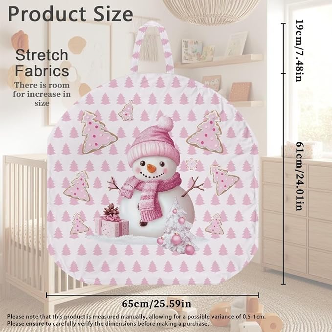 Pink Snowman Nursing Pillow Covers for Breastfeeding Pillow Stretchy and Cozy Breastfeeding Pillow Slipcovers for Baby Girls Soft Breastfeeding Pillow Covers Fits for Infant Support