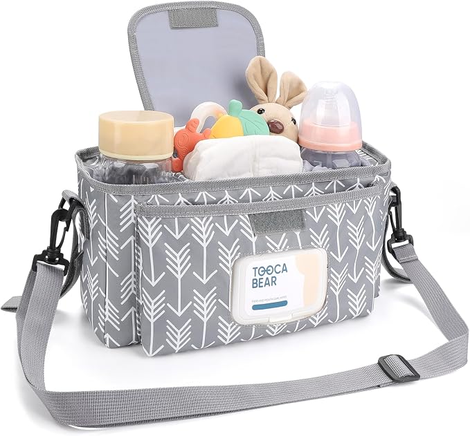 Accmor Universal Stroller Organizer with Insulated Cup Holder and Shoulder Strap, Stroller Bag Caddy Organizer Stroller Accessories for Uppababy, Baby Jogger, Nuna, Doona, Britax Strollers
