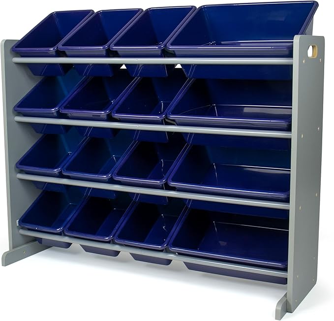 Humble Crew Supersized Toy Storage Organizer with 16 Removable Bins, Grey/Navy ??Large Toy Storage for Toddlers Ideal for Kids' Rooms, Playrooms, and Nurseries - Modern Toy Bins for Kids