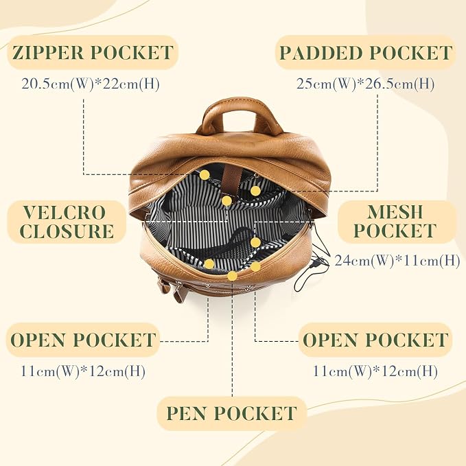 miss fong Small Diaper Bag for Travel Leather Diaper Bag Backpack Baby Diaper Bag with 7 Pockets with USB Charger & 2 Insulated Pockets