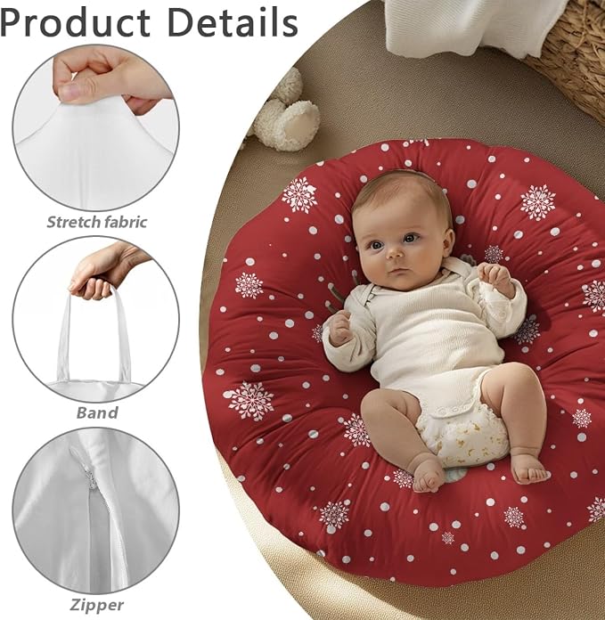 Christmas Cat Boy Girl Gender Neutral Nursing Pillow Cover Baby Breastfeeding Slipcover Infant Newborn Nursery Bottle Pillowcase Feeding Cushion Cover (Pillow NOT Included)