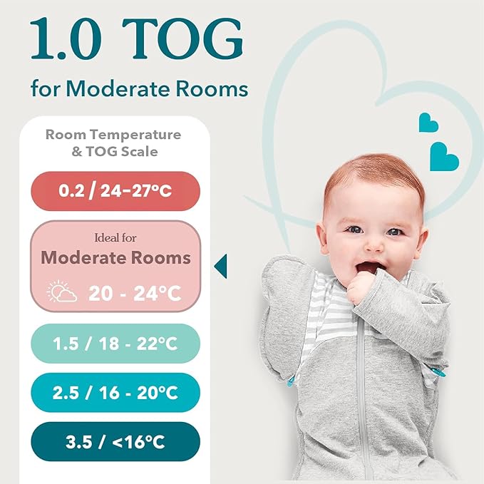 Love to Dream Swaddle Up Viscose from Bamboo, Arms Up Position, Soft and Sustainable Bamboo Fabric, Versatile Wearable Blanket, 1.0 TOG (20-24°C) Ideal for Moderate Temps, Medium 8-13 lbs, Boats Mist