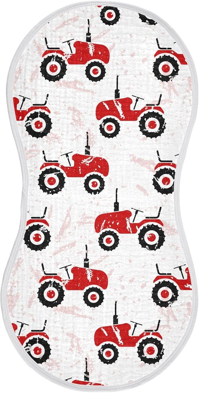 vvfelixl Muslin Burp Cloths Red Wheeled Tractors Baby Washcloths for Baby Girl Boys 2 Pack