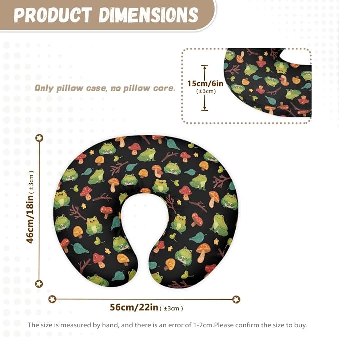 Breastfeeding Pillow Cover with Mushroom and Cute Frog Baby Breastfeeding Slipcover Infant Newborn Nursery Bottle Pillowcase Easy to Use and Dustptoof