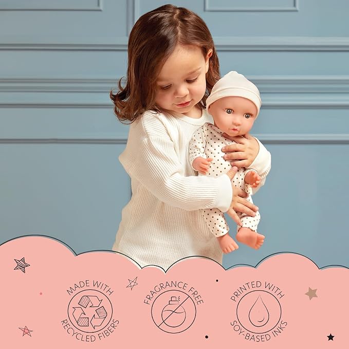 LullaBaby ??3 Pieces Set of Soft Plush Dolls for Real Water Play ??Carrying Basket with Cute Star Cutouts ??Pretend Play ??Tub Toys for Kids 2+ Years??Bath Yoy Bundle
