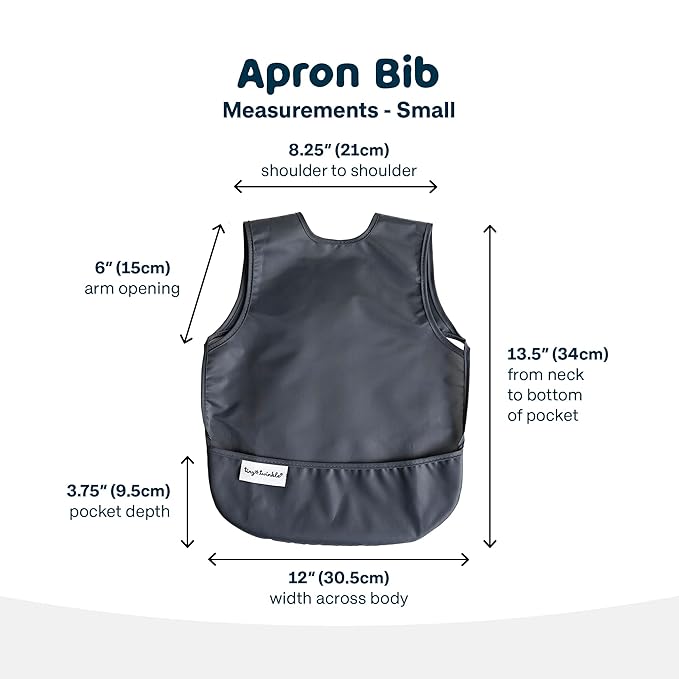 Tiny Twinkle Mess Proof Baby Bib for Boys | Waterproof Toddler Bib for Eating | Baby Apron for Feeding, Machine Washable | Perfect Shower Gift (Charcoal, 6??4M)