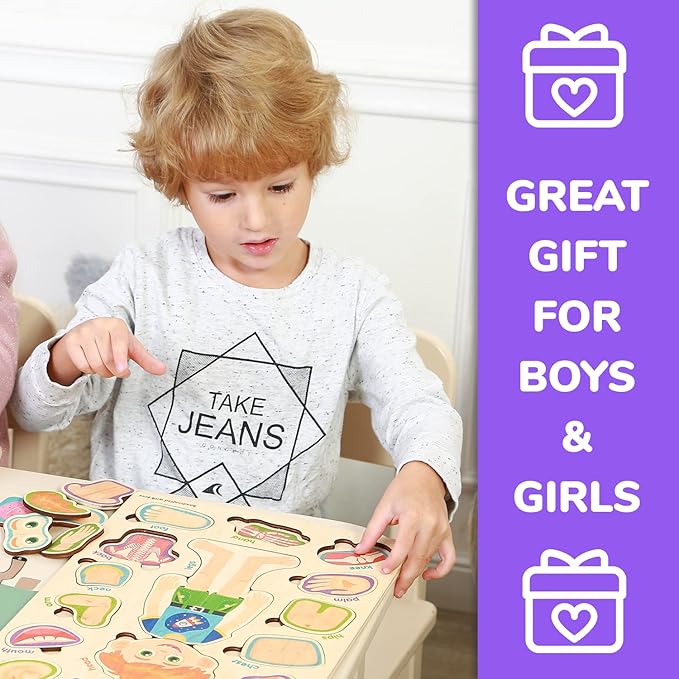 QUOKKA Puzzles for Kids – Montessori Puzzles for Toddlers 3-5 – Preschool Game Learning Human Body Parts Anatomy Skeleton – Educational Toys for Boy & Girl