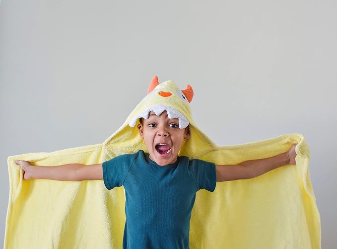 Children's Hooded Towel Yellow Monster, Unisex Toddler, Kids