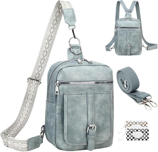 MYHOZEE Small Diaper Bag Crossbody Sling Purse for Women - 2 in 1 Leather Backpack with 2 Straps for Short Trips Work Daily | Mini diaper bag