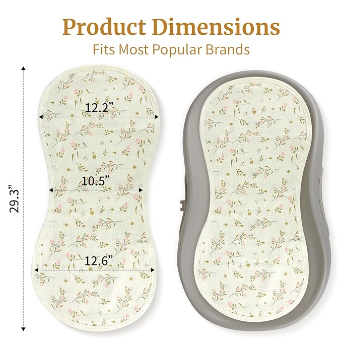 4-Pack Muslin Changing Pad Liners, Extra Thick & Ultra Soft for Warm Comfort, Waterproof Diaper Mat for Keekaroo Peanut & All Standard Baby Changers, 2-Sided Reusable (Pink)