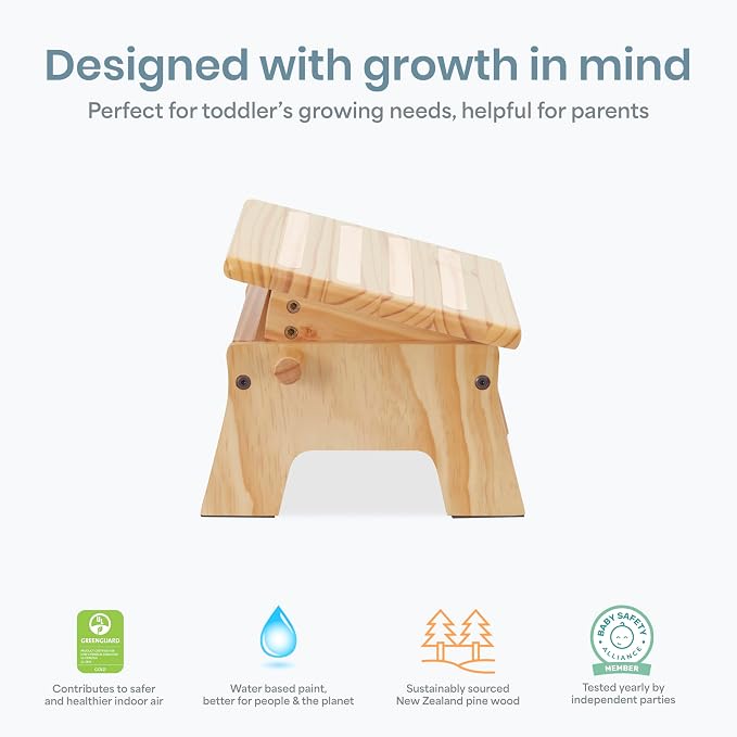 Dream On Me Ease-Up Adjustable Nursing Footrest in Natural – Solid Pinewood Foot Stool for Breastfeeding, Posture Support & Comfort, Lightweight, Easy to Assemble, Helps Reduce Back & Neck Pain