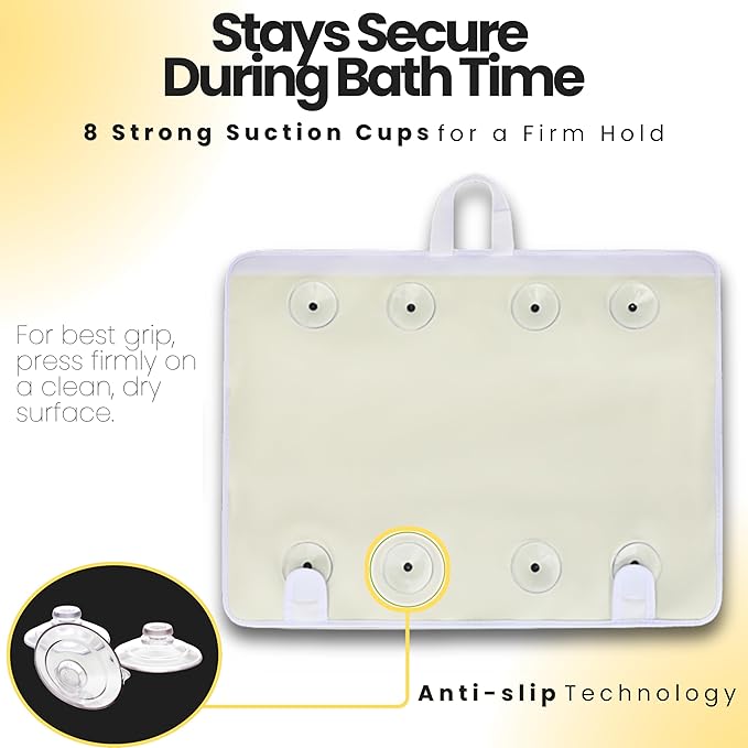Bath Kneeler ?? Suction Cups & 2" Thicker Padding.Certified Bath Kneeling Pad for Bath Tub & 5 Bath Toy Organizer. Fast Dry Bath Kneeler and Elbow Rest Pad Set. Baby Bath Essentials by Supa Ant-Duck