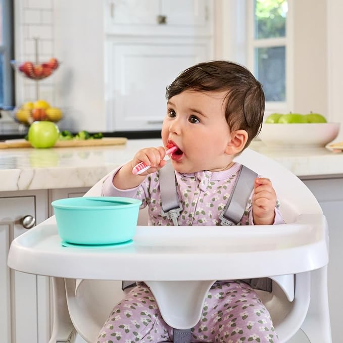 Munchkin® Gentle Dip??Baby Spoons for Self Feeding and Baby Led Weaning, 3 Pack, Pink/Purple