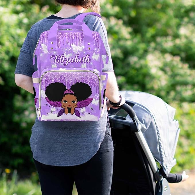 MyPupSocks Diaper Bag Personalized with Name, Multifunction Custom Diaper Bag Nursing Baby Bags Nappy Bag for Baby Girl Boy, Large Capacity Shoulder Bag Casual Daypack Travel Backpack for Mom