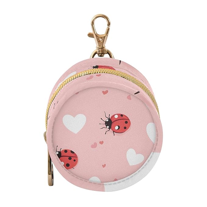 YETTASBIN Ladybugs Portable Pacifier Holder Case with Metal Hook Buckle & Zipper for Diaper Bag and Stroller, Versatile All-in-One Travel-Friendily Baby Pacifier Pouch for Boy Girl