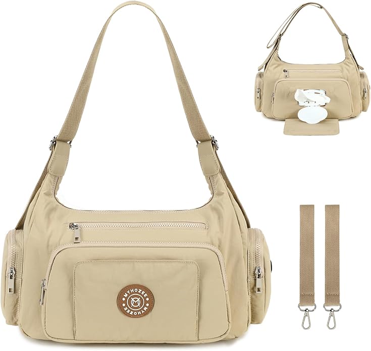 Puffer Crossbody Bags for Women Mom Large Diaper Bag Purse with Wipes & Trash Dispenser Cross Body Purses Messenger Bags | Wipes Dispenser, Trash Dispenser, Lightweight, 22L large capacity, Lots of pockets, baby stroller strap