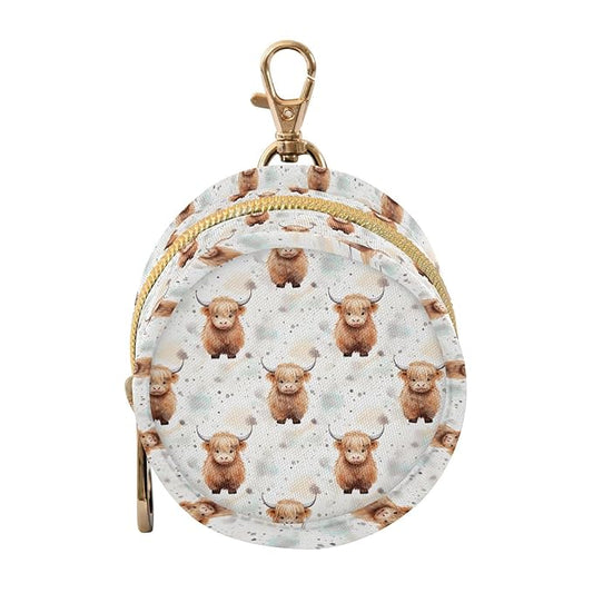 Cute Highland Cow Pattern Portable Baby Pacifier Holder Case with Clip for Stroller Diaper Bag Travel A113321