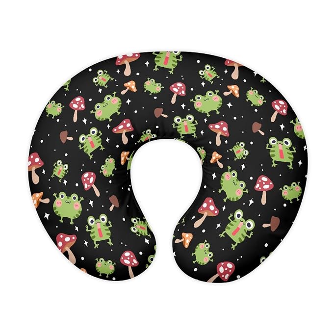Forchrinse Cartoon Frog Mushroom Nursing Pillow Cover,Breastfeeding Pillow Slipcover for Baby Boys & Girls,Nursing Pillow Case for Newborn,Washable