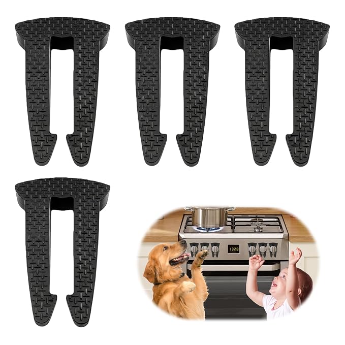 4-Pack Stove Knob Safety Covers Gas Stove Knob Locks & Oven Knob Covers for Child Safety, Heat-Resistant Stove Locks, Universal Fit for Gas/Electric Stoves, Child Safety Stove Knob Locks