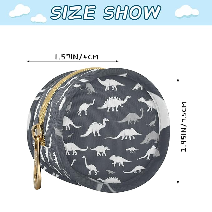 Pacifier Holder with Clip Pacifier Case for Diaper Bag Round Baby Pacifier Pouch Box Bag Portable Dark Grey Dinosaurs