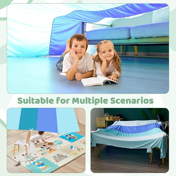Blanket Fort Building Kit for Kids, Portable Playhouse Play Tent Fort with CPC Certification, Indoor/Outdoor Air Tent Fort for Kids Age 4-8 8-12