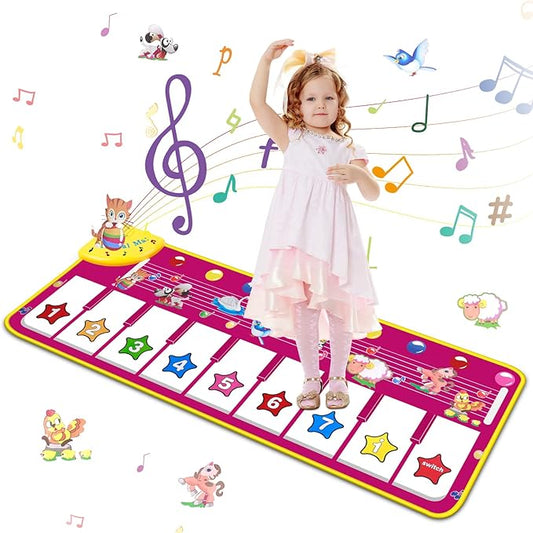 M SANMERSEN Floor Piano Mat, Toddler Toys Musical Mat, Keyboard Floor Play mat 39.5" Electronic Music Animal Touch Play Blanket Funny Xmas Gift Toy for 1 2 3 Year Old
