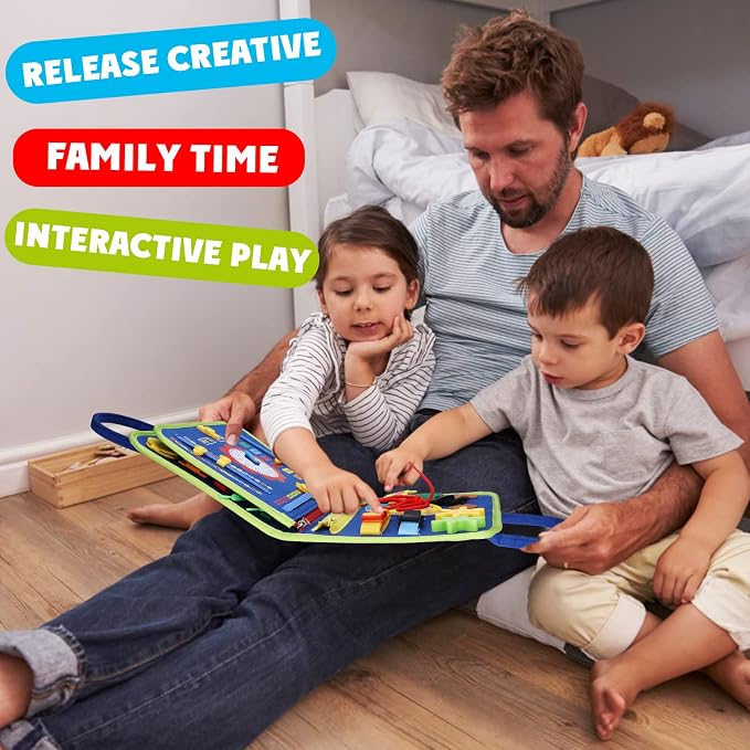 Guolely Busy Board Montessori Toy for 3-6 Year Old Toddlers - Educational Activity Developing Sensory Board for Fine Basic Dress Motor Skills - Travel Toys for Plane Car, Gift for Boys Girls