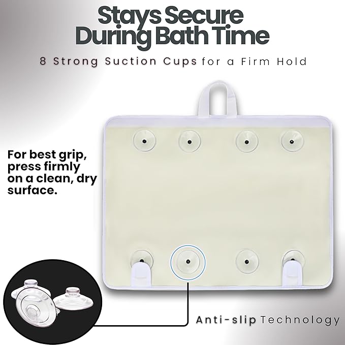 Bath Kneeler ?? Suction Cups & 1.5" Padding.Certified Non Toxic Bath Kneeling Pad for Bath Tub & 5 Bath Toy Organizer. Fast Dry Baby Bath Kneeler and Elbow Rest Pad Set by Supa Ant-Charcoal