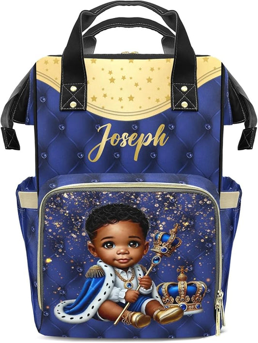 Custom Diaper Bag with Name Personalized Multifunctional Mommy Backpack for Shoulders Outdoor Backpack for Newborn Baby Crown-Thermal Pockets Nursing Bags