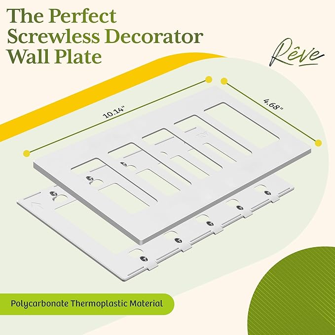 TG Screwless Decorator Wall Plates Child Safe Outlet Covers, Size 5-Gang 4.68" H x 10.14" L, Unbreakable Polycarbonate Thermoplastic, UL Listed, Glossy, White (1 Pack)