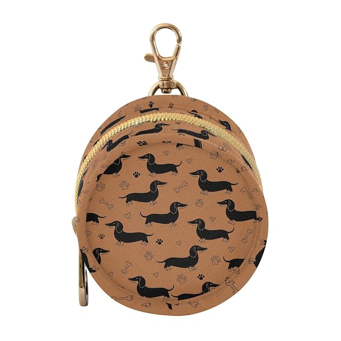 Dachshund Paw Bone Heart Baby Pacifier Holder Case with Clip Portable Pacifier Storage Organizer Round Container Pouch Box Fits Diaper Bag Stroller Purse
