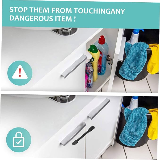 KOMBIUDA 4pcs Strap Locks for Cabinet Doors Proofing Safety Latches for Toddlers Material Easy Peel and Stick Installation Boy Girl for Home Use