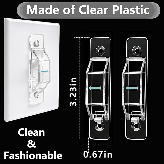 2 Pack Light Switch Cover Guard,Wall Light Switch Lock With Glow In The Dark Effect, Child Proof Wall Switch Cover Keeps Lights or Switches from Being Accidentally Turned ON or OFF （Clear)