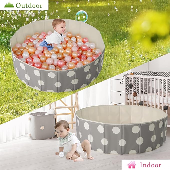 40Inch Kids Ball Pit, Foldable & Portable & Reusable Balls Pool for Toddlers,Playpen/Fence for Baby, Play Pool for Dog, Indoor & Outdoor Use, Oversized