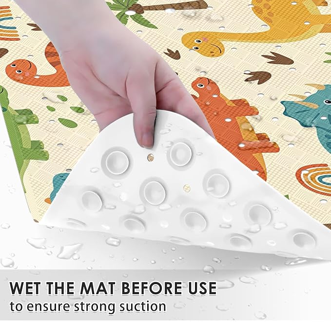 Dinosaur Cute Boho Bathtub Shower Mat Cartoon Rainbow Non-Slip Tub Extra Long Bath Floor 40X16 Inch Machine Washable for Bathroom Tub Bath Mat for Toddler and Baby