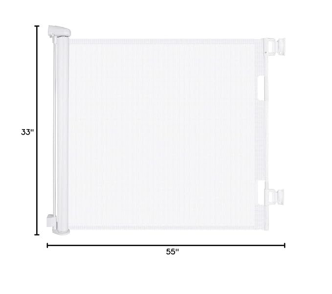 Retractable Baby Gate, Upgraded One-Way Lock Mesh Dog Gate Tall 34”, Extends up to 71” Extra Wide Pet Gate and Safety Child Gate for Stairs, Doorways, Hallways, Banisters, Indoors, Outdoors