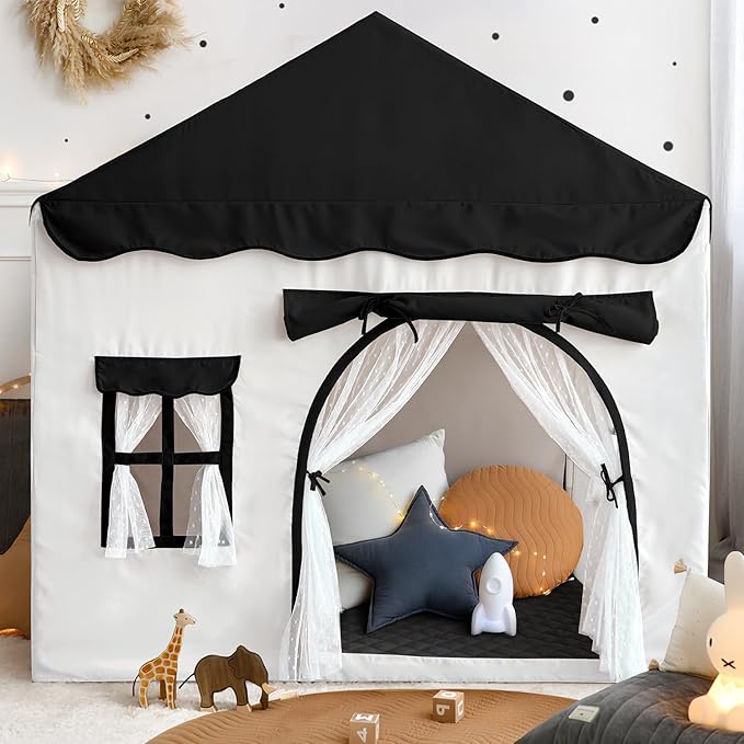 Kids Play Tent with Double Door Children's Playhouse Tents - Portable Fantasy Adventure Castle for Boys and Girls, Kids Tent with Mat, House Toys for Boys Girl Birthday, Christmas House Gift