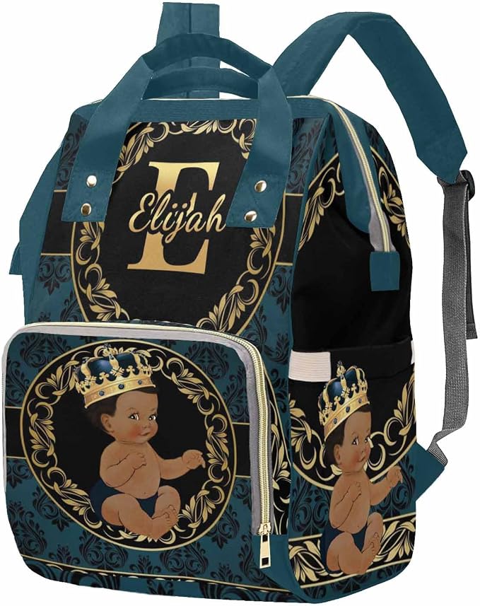 M YESCUSTOM Personalized Name Diaper Bag Backpack, Blue Crown Diaper Baby Bags for Mom & Dad, Portable Travel Back Pack Baby Shower Gifts, Multifunction Nappy Changing Bag