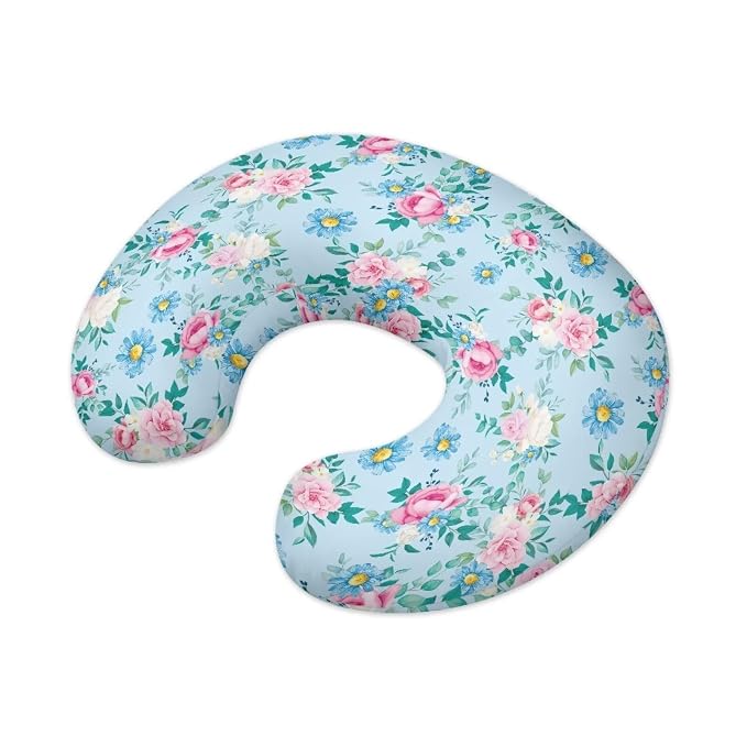 Pink Rose Nursing Pillow Cover, Super Soft Durable Breastfeeding Pillows for Baby Boys Girls, Breathable Replacement Baby Support Cover Fit for Most Standard Nursing Pillow