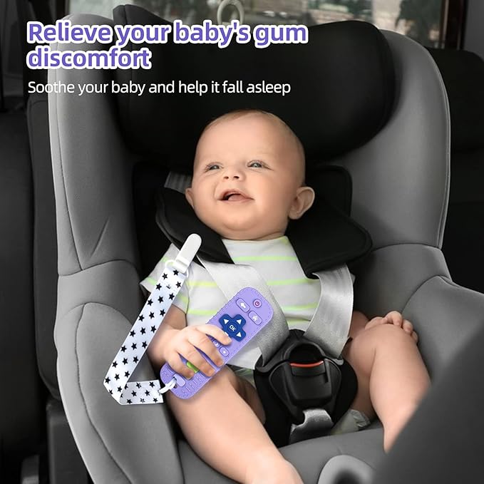 Chuya Silicone Baby Teething Toy Remote Control Shape Chew Toy for Babies 3-6 Months 3-24 Months, Teether Relief Baby Toys for Infants TV BPA Free(Purple)