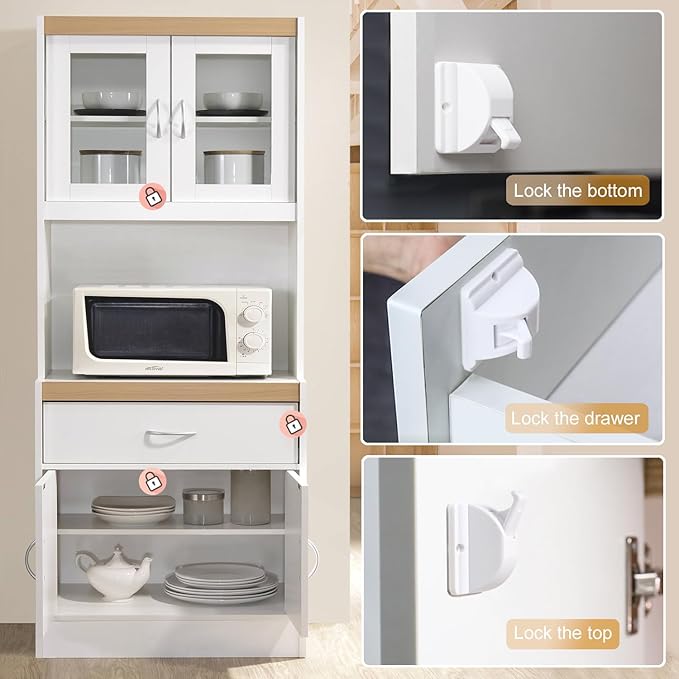 Magnetic Baby Proofing Cabinet Locks - Child Safety for Cabinets, Drawers & Cupboards - 16 Locks 3 Keys - No Drilling Easy Install by DOMILE