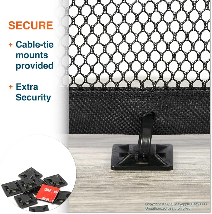 Roving Cove Stair Banister Guard 5ft x 3ft, Railing Safety Net for Baby Proofing, Child Safety Stairway Cover, Balcony Mesh Netting, Ebony Black