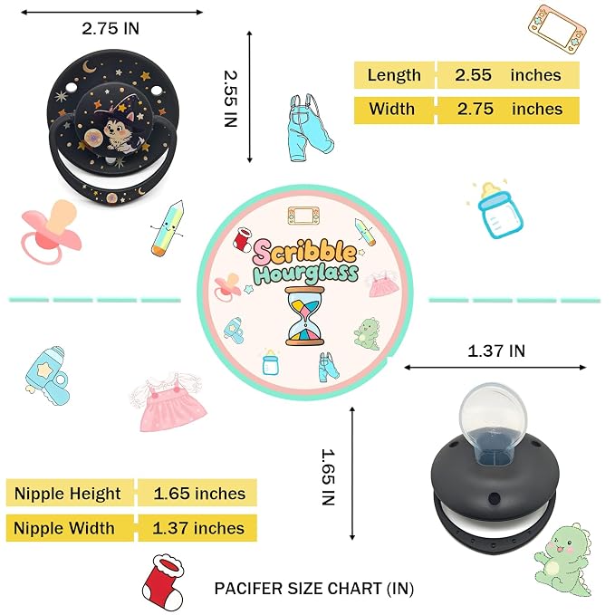 Jumbo Comfort Pacifier – Stress Relief & Sleep Aid with Magical Husky Puppy Design, Clip & Reusable Case – Soothing Silicone Binky for Relaxation & Calm Moments