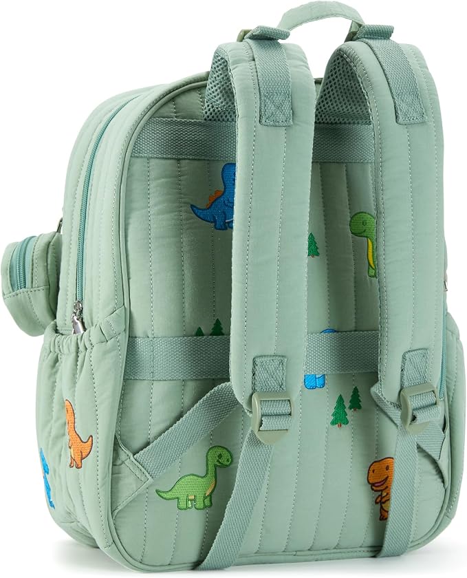GOBABYMART Large Diaper Bag Backpack with Changing Pad, Insulated Bottle Pockets, Travel & Hospital Bag for Mom & Dad (Large - Green Dinosaurs)