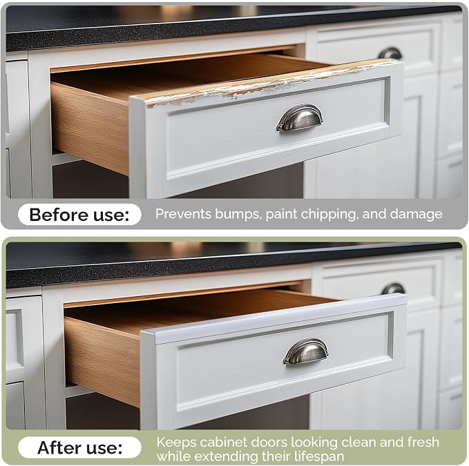 Snugly Fit 18" Length Cabinet Door Protector, Flexible Slip-On Plastic Edge Guard, Thin Transparent Edge Protectors to Prevent Wear, Chipping, Discoloration, Cabinet Bumpers—Fits Only 3/4" Thick,6 PCS