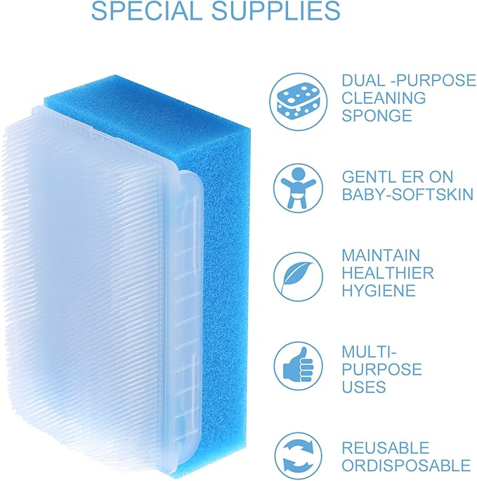 ARGOMAX Baby Bath Sponge (6 Pieces) Soft Foam Washing Device with Cradle Caps Brushes Body, Hair and Head Skin for Cleaning The Gentle Baby Sensory Bath Sponge Brush