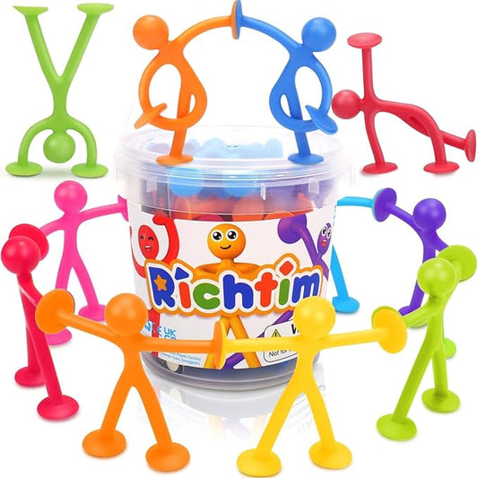 Richtim Kids Humanoid Suction Sensory Toys: 24 Pack Creative Suction Toy No Hole Bath Toy - Sensory Toys for Kids Travel - Calming Down for Boys and Girls