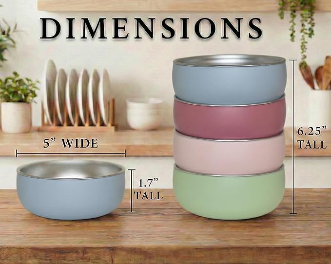 Monkey Proof??Non-Toxic Stainless Steel Child Bowl 5??with Non-Slip Silicone Shell, Multi-color, (Set of 4 bowls) Unbreakable, Mess Free Feeding for Babies, Toddlers, Kids, BPA free