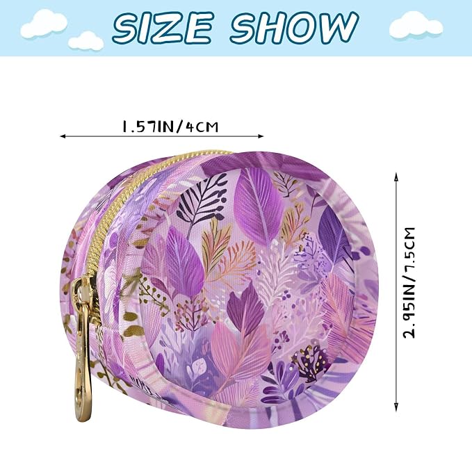 Pacifier Holder with Clip Pacifier Case for Diaper Bag Round Baby Pacifier Pouch Box Bag Portable Boho Pink Leaf